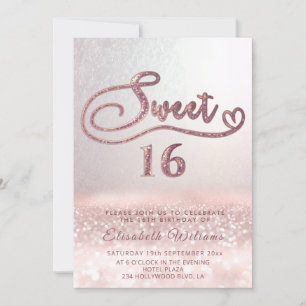Adorable Glam Rose Gold Glitzer Skript ombre Invi Einladung