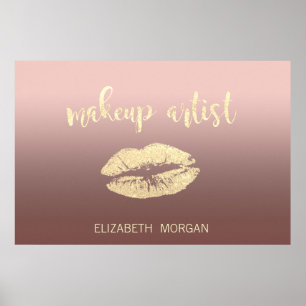 Adorable Glittery Lips, Kiss,Makeup artist Poster