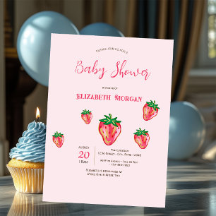 Adorable Glitzer Erdbeeren Dots Baby Dusche Einladung