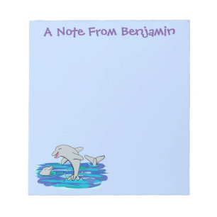 Adorable glückliche Delphine Cartoon Illustration Notizblock