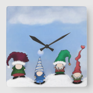 Adorable Gnome Posse Quadratische Wanduhr