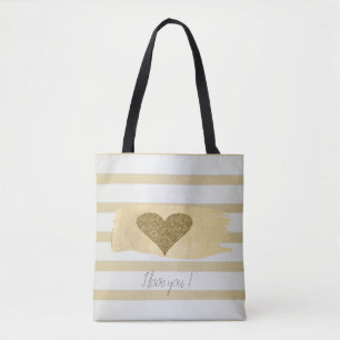 Adorable Gold Glitzer Hörer Streifen-I Liebe Sie