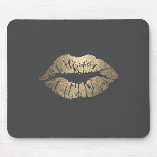 Adorable Gold Glitzer Lips Personalisiert Mousepad (Vorne)