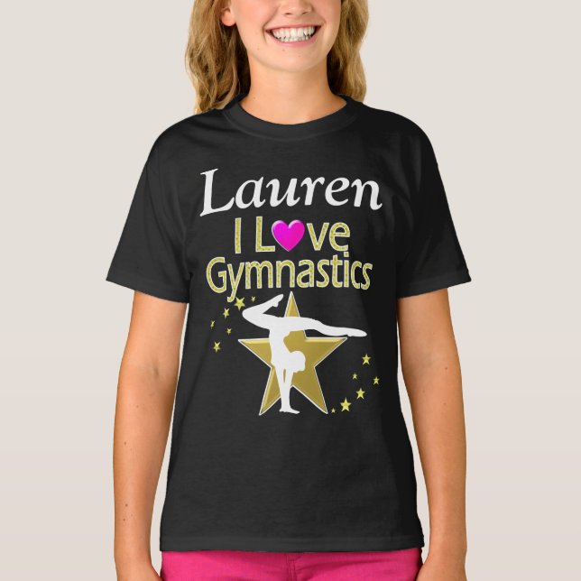 ADORABLE GOLD I LIEBE GYMNASTICS PERSONALISIERTES  T-Shirt (Vorderseite)