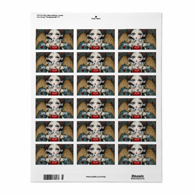 Adorable Gothic Valentine Doll Adressaufkleber (Vorne)