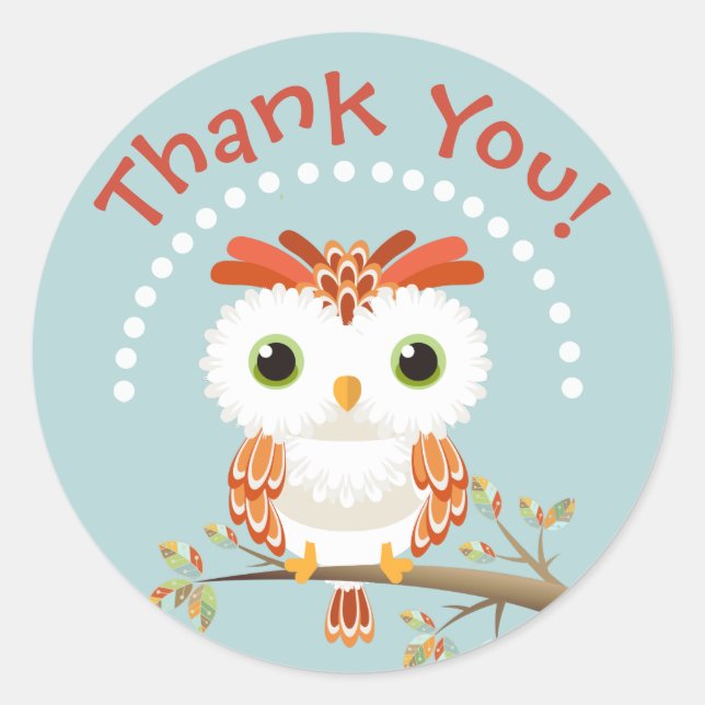 Adorable Graphic Owl Danke Stickers (Vorderseite)
