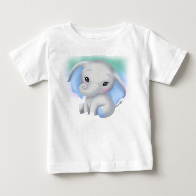 ADORABLE GRAUELEFANG MIT BLAUEN OHREN BABY T-SHIRT (Vorderseite)