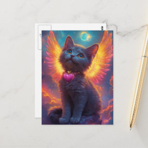 Adorable Gray Angel Kitten Postkarte
