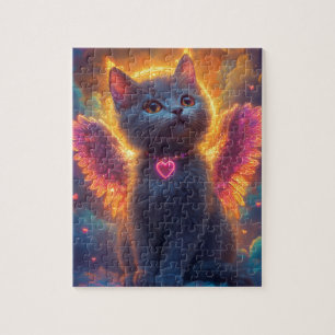 Adorable Gray Angel Kitty Puzzle