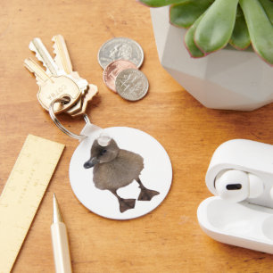 Adorable Gray Duckling Nah-Up-Foto Schlüsselanhänger