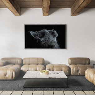 Adorable Gray Kitten with Green Eyes Poster