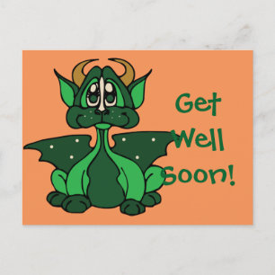 Adorable Green Baby Dragon wird bald gut Postkarte