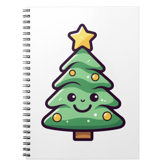 Adorable Green Christmas Tree Charakter Notizblock (Vorderseite)