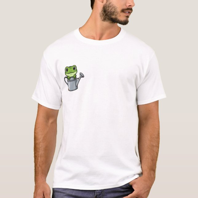Adorable Green Frog Sitting Inside Rustic Watering T-Shirt (Vorderseite)