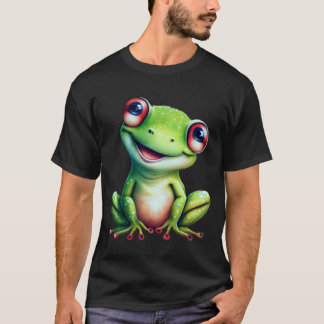 Adorable Green Frosch mit weitem Auge und einem Lä T-Shirt