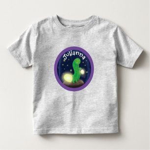 Adorable Green Glow Wurm Cartoon Illustration Kleinkind T-shirt