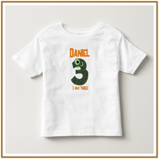 Adorable Green & Orange Ich bin DREI Kleinkind T-shirt (Von Creator hochgeladen)