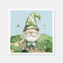 Adorable Green St. Patrick's Day Gnomes Serviette