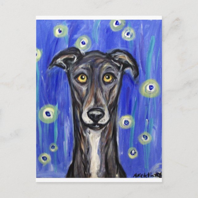 Adorable Greyhound-Portrait Postkarte (Vorderseite)