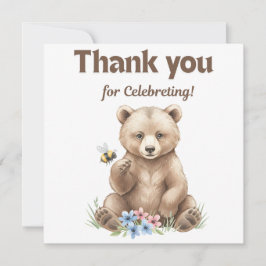 Adorable, grizzly bear cub Baby Shower Dankeskarte