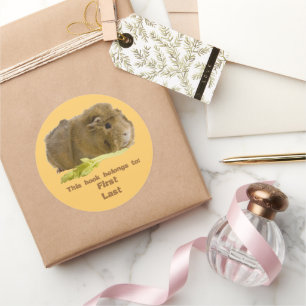 Adorable Guinea Pig Eating Celery Fotografie Runder Aufkleber