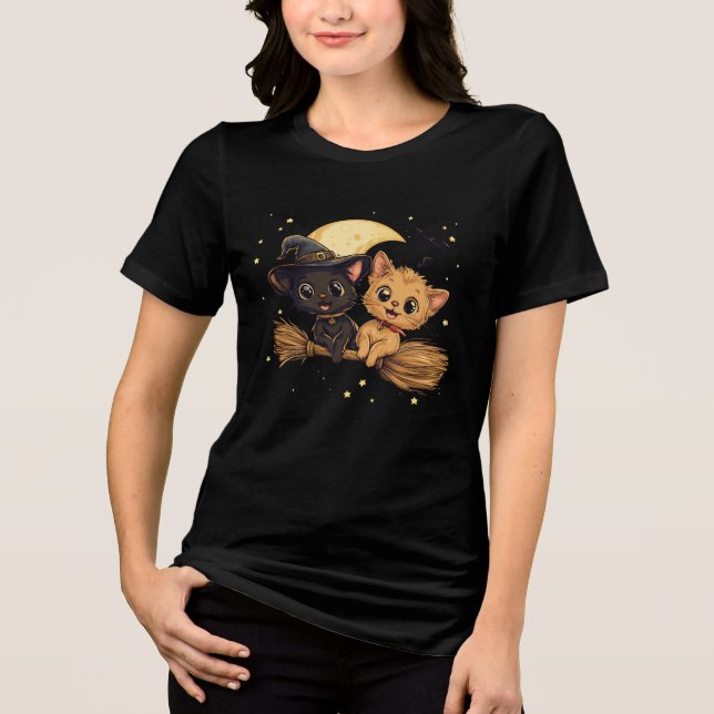 Adorable Halloween Cat T-Shirt Tri-Blend Shirt (Vorderseite)