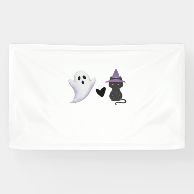Adorable Halloween Duo Freundlicher Geist und schw Banner (Horizontal)