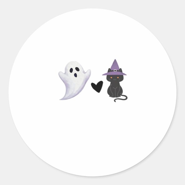 Adorable Halloween Duo Freundlicher Geist und schw Runder Aufkleber (Vorderseite)