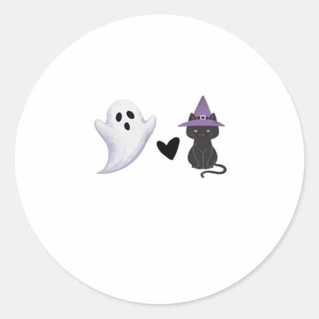 Adorable Halloween Duo Freundlicher Geist und schw Runder Aufkleber (Vorderseite)