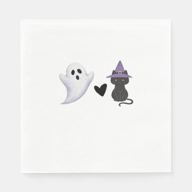 Adorable Halloween Duo Freundlicher Geist und schw Serviette (Vorderseite)