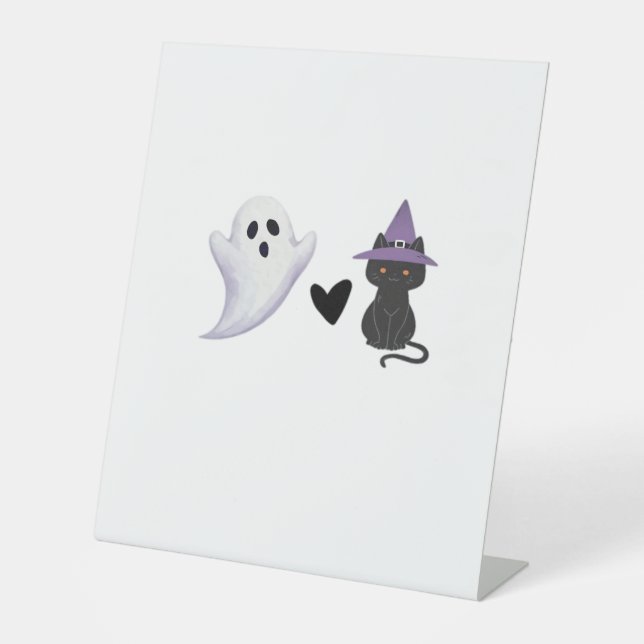 Adorable Halloween Duo Freundlicher Geist und schw Sockelschild (Vorderseite)