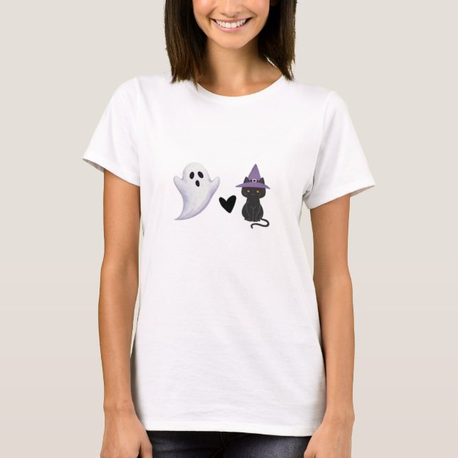 Adorable Halloween Duo Freundlicher Geist und schw T-Shirt (Vorderseite)