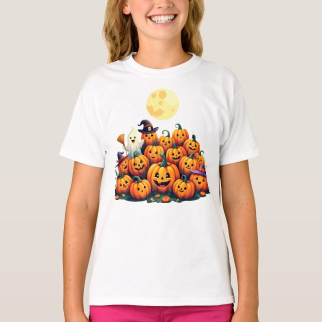Adorable Halloween Kürbis mit lächelnden Gesichter T-Shirt (Vorderseite)