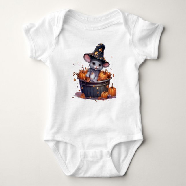 ADORABLE HALLOWEWEEN MAUS IN EINEM BUCKET BABY STRAMPLER (Vorderseite)