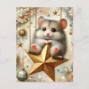 Adorable Hamster Swings auf Gold Star Swing Postkarte