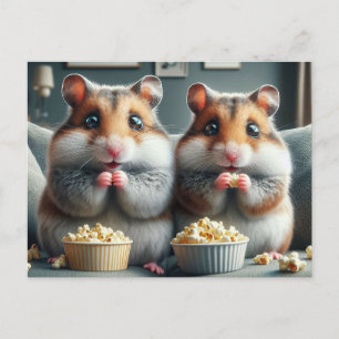 Adorable Hamster und Popcorn Postkarte