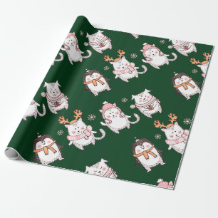 ADORABLE HAND DRAWN CHRISTMAS TIERGESCHENKE WRAPPI GESCHENKPAPIER