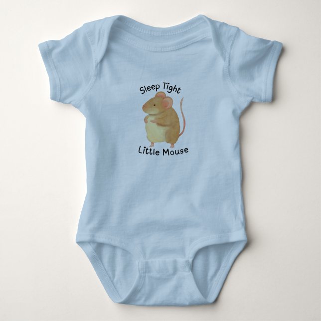 Adorable Hand-Painted Mouse Baby Bodysuit Strampler (Vorderseite)