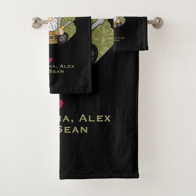 Adorable Handyman & Carpenter Garden Gnome Badhandtuch Set (Insitu)