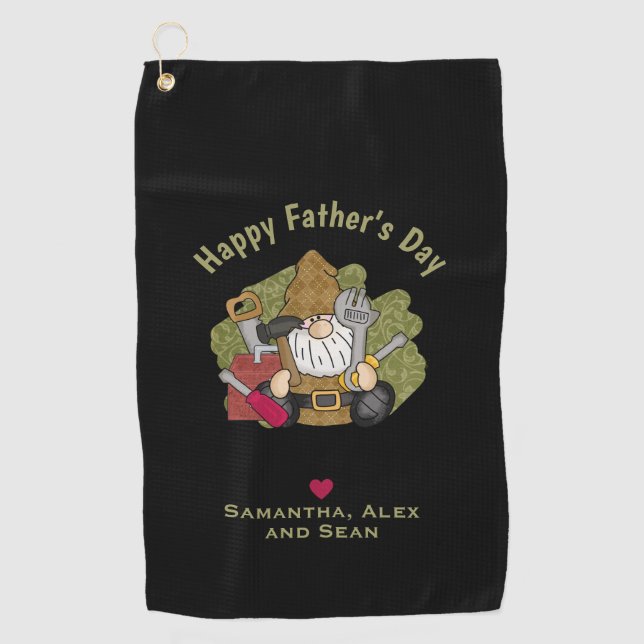 Adorable Handyman & Carpenter Garden Gnome Golfhandtuch (Vorderseite)