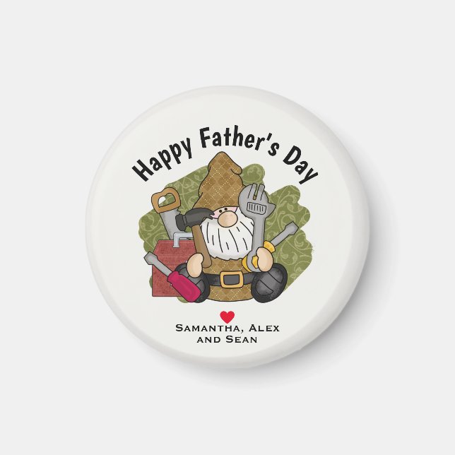 Adorable Handyman & Carpenter Garden Gnome Magnet (Vorne)