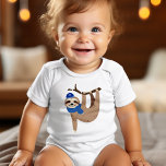 Adorable Hanukkah Sloth Baby Strampler<br><div class="desc">Personalisiertes Hanukkah Design.</div>