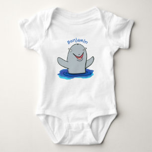 Adorable Happpoise Cartoon Illustration Baby Strampler