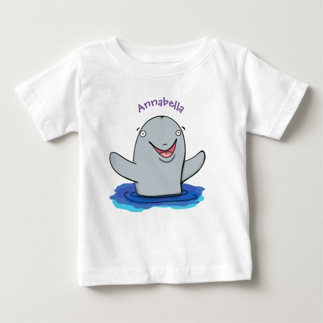 Adorable Happpoise Cartoon Illustration Baby T-shirt (Vorderseite)