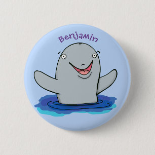 Adorable Happpoise Cartoon Illustration Button