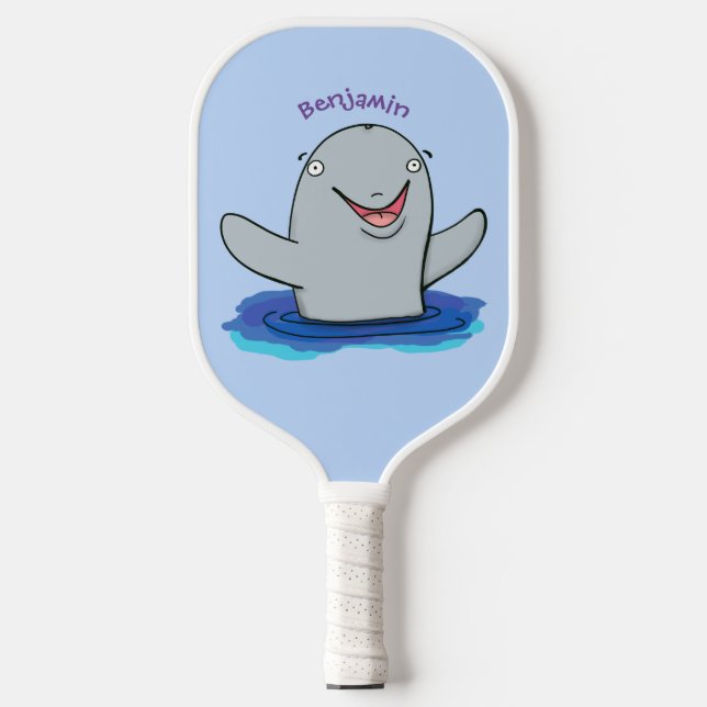 Adorable Happpoise Cartoon Illustration Pickleball Schläger (Vorderseite)