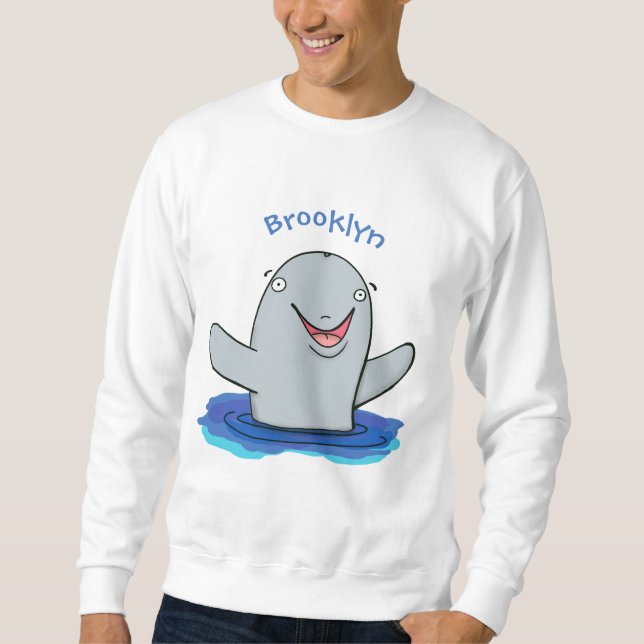 Adorable Happpoise Cartoon Illustration Sweatshirt (Vorderseite)