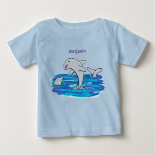 Adorable Happy Delphine Cartoon Illustration Baby T-shirt