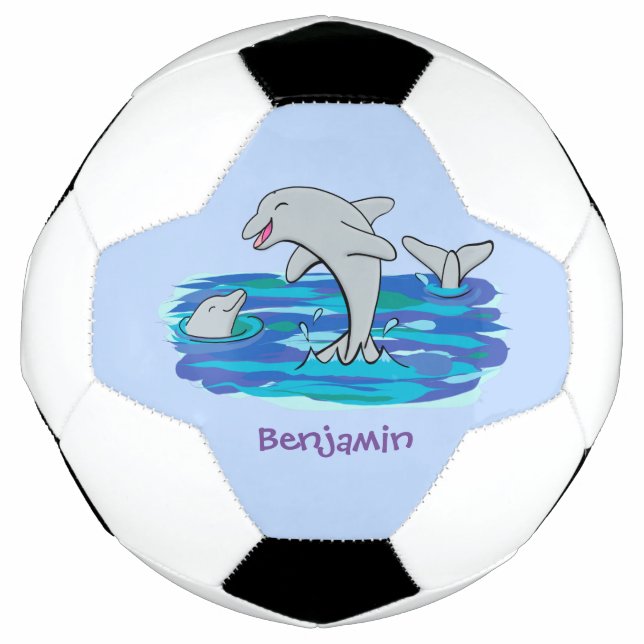 Adorable Happy Delphine Cartoon Illustration Fußball (Vorderseite)