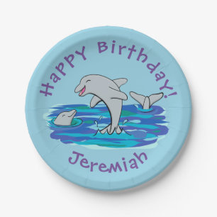 Adorable Happy Delphine Cartoon Illustration Pappteller